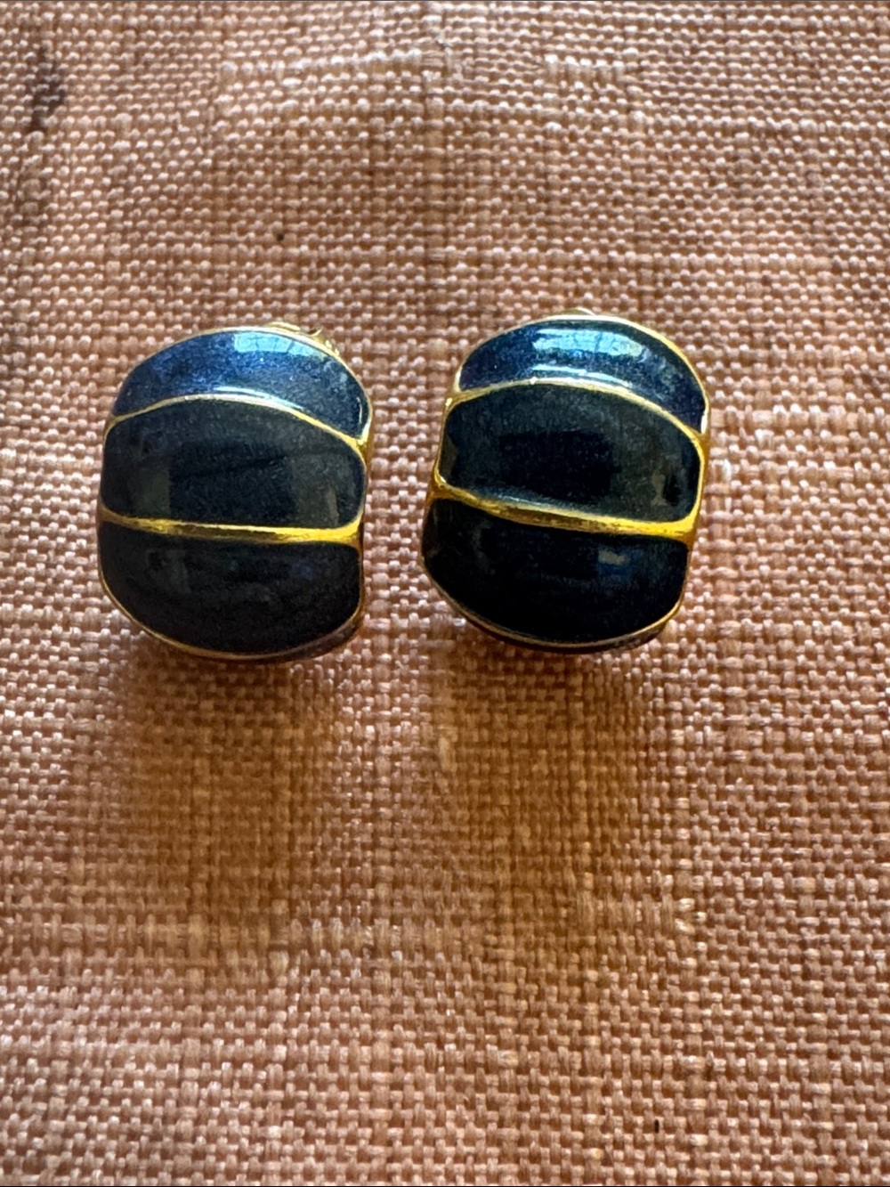 Avon Gold-Tone Earrings with Purple Enamel Accent